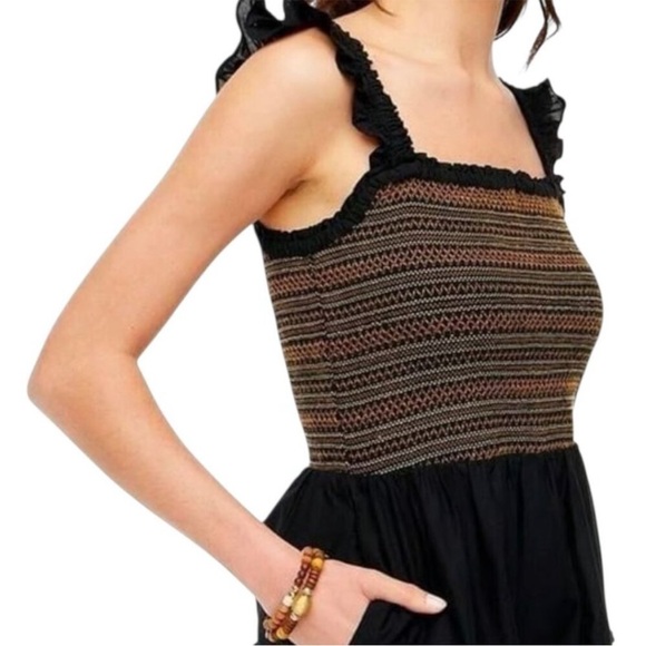 J. Crew Brown and Black Smocked Mini Sundress - Picture 3 of 7